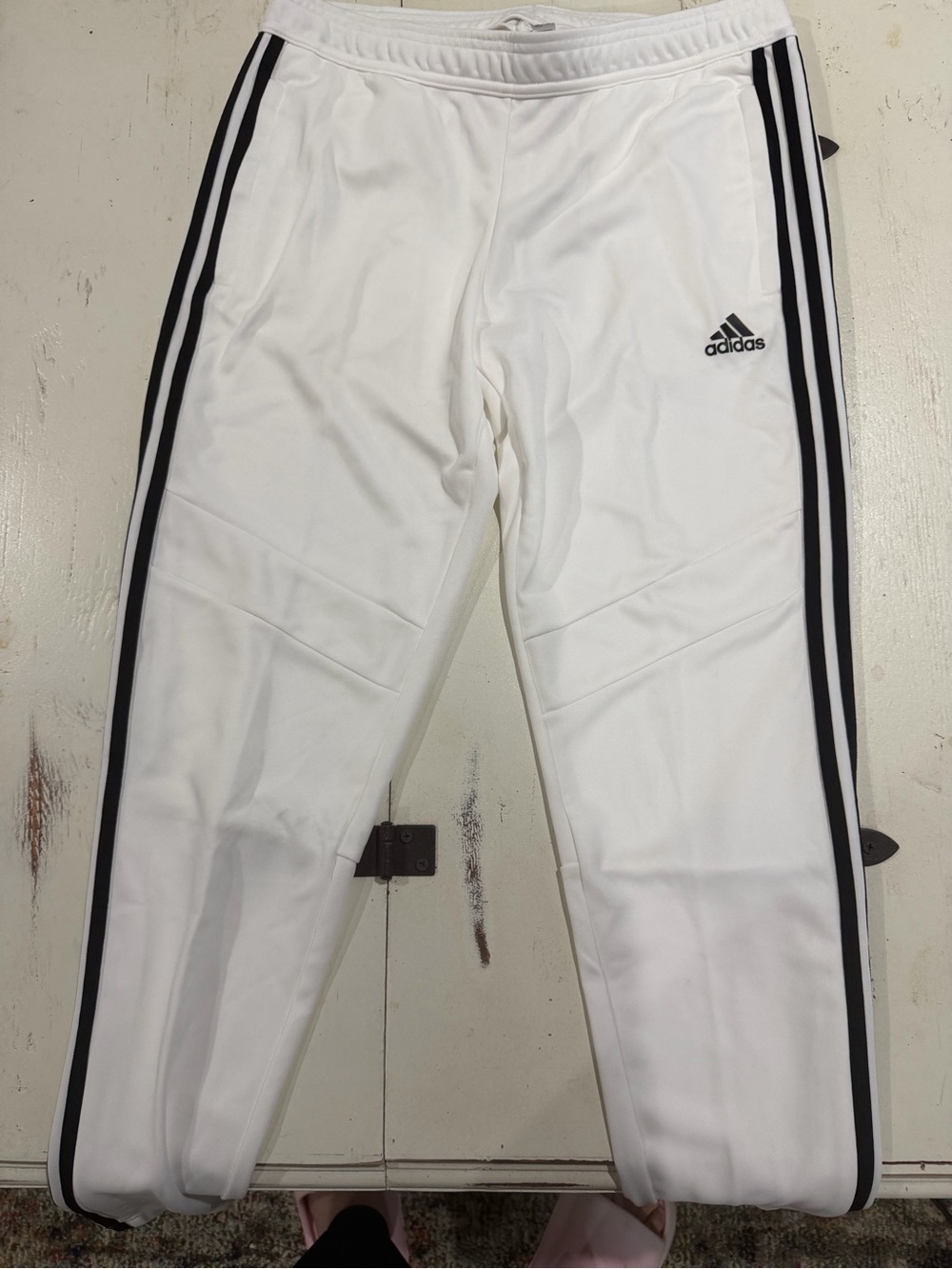 adidas White Joggers with Black Side Stripes - Womens Climacool